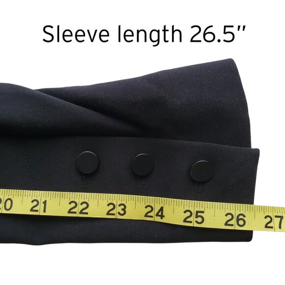7 For All Mankind Stretchy Tuxedo Style Deep V-Neck Black Knit Blazer S - Picture 14 of 16